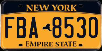 NY license plate FBA8530