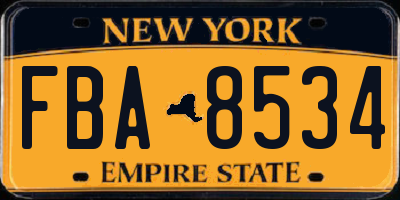 NY license plate FBA8534