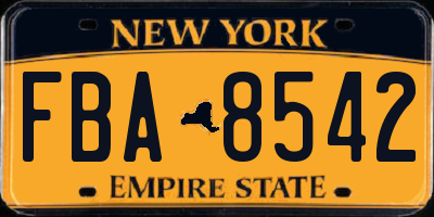 NY license plate FBA8542