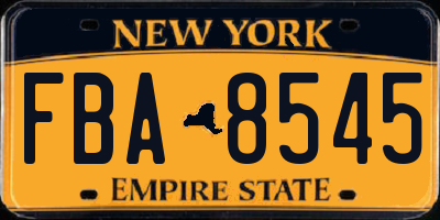 NY license plate FBA8545
