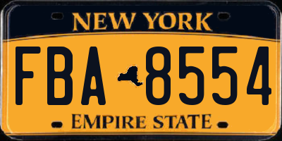 NY license plate FBA8554