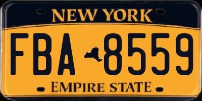 NY license plate FBA8559