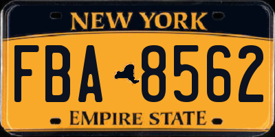 NY license plate FBA8562