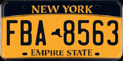 NY license plate FBA8563