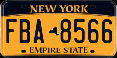 NY license plate FBA8566