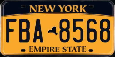 NY license plate FBA8568