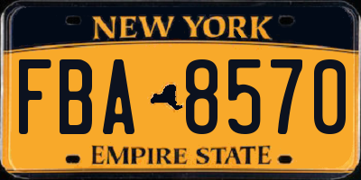 NY license plate FBA8570