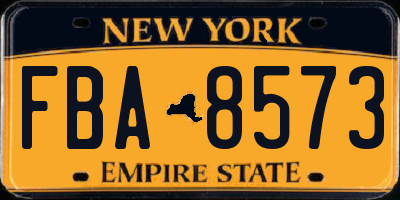 NY license plate FBA8573