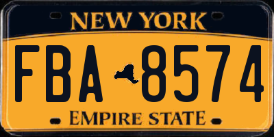 NY license plate FBA8574
