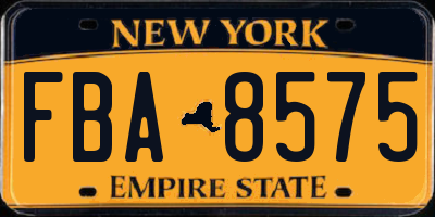 NY license plate FBA8575