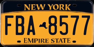 NY license plate FBA8577