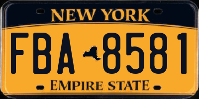 NY license plate FBA8581