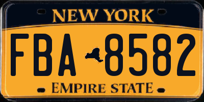 NY license plate FBA8582