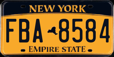NY license plate FBA8584