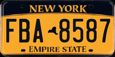 NY license plate FBA8587