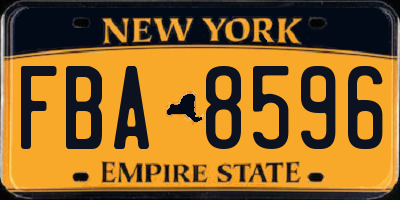 NY license plate FBA8596