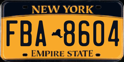 NY license plate FBA8604