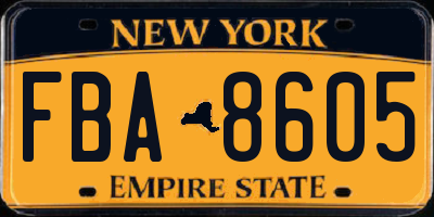 NY license plate FBA8605
