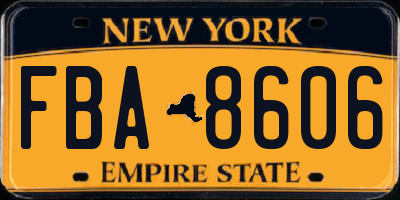 NY license plate FBA8606