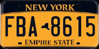 NY license plate FBA8615
