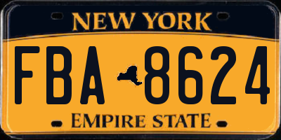 NY license plate FBA8624