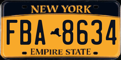 NY license plate FBA8634