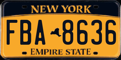 NY license plate FBA8636