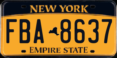 NY license plate FBA8637