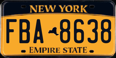 NY license plate FBA8638