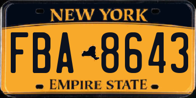 NY license plate FBA8643