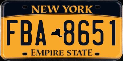 NY license plate FBA8651