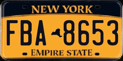 NY license plate FBA8653