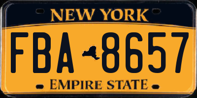 NY license plate FBA8657
