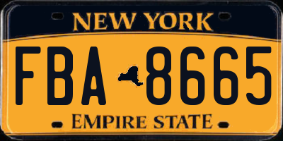 NY license plate FBA8665