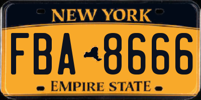 NY license plate FBA8666