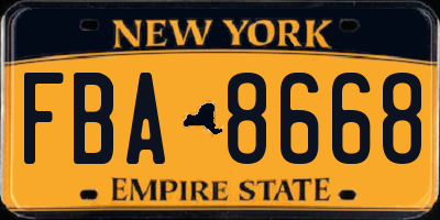 NY license plate FBA8668