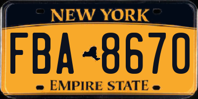 NY license plate FBA8670