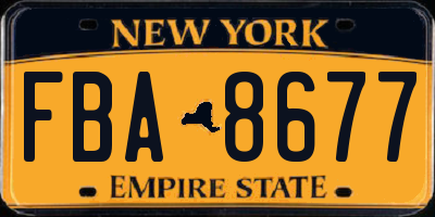 NY license plate FBA8677