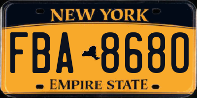 NY license plate FBA8680