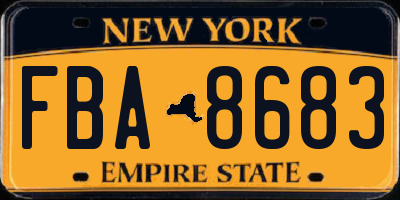 NY license plate FBA8683