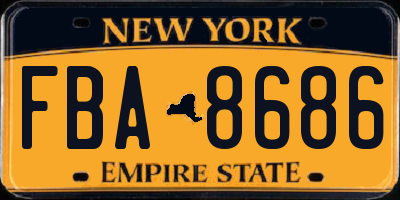 NY license plate FBA8686
