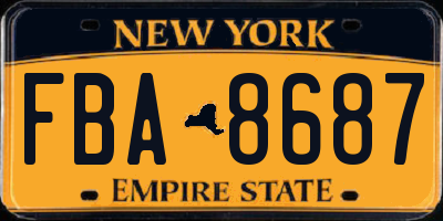 NY license plate FBA8687