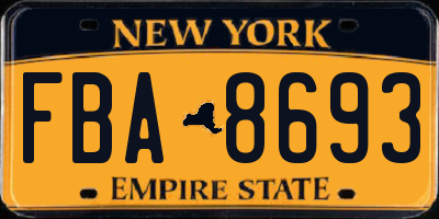 NY license plate FBA8693