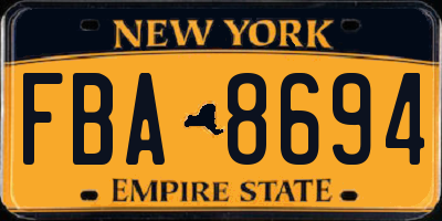 NY license plate FBA8694