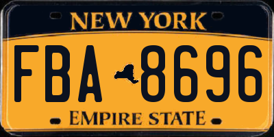 NY license plate FBA8696