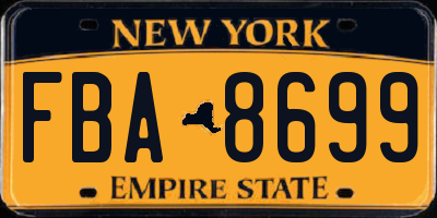 NY license plate FBA8699