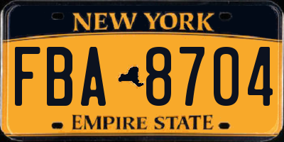 NY license plate FBA8704