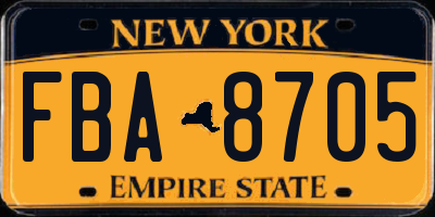 NY license plate FBA8705