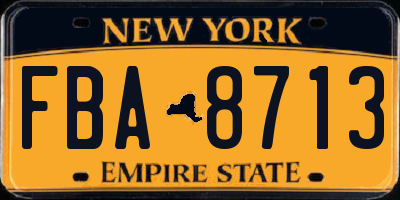 NY license plate FBA8713