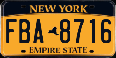 NY license plate FBA8716